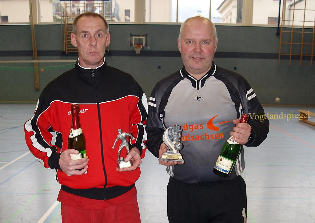 Frank Reichardt vom Greizer SV und Thomas Gerstner vom SV Blau-W